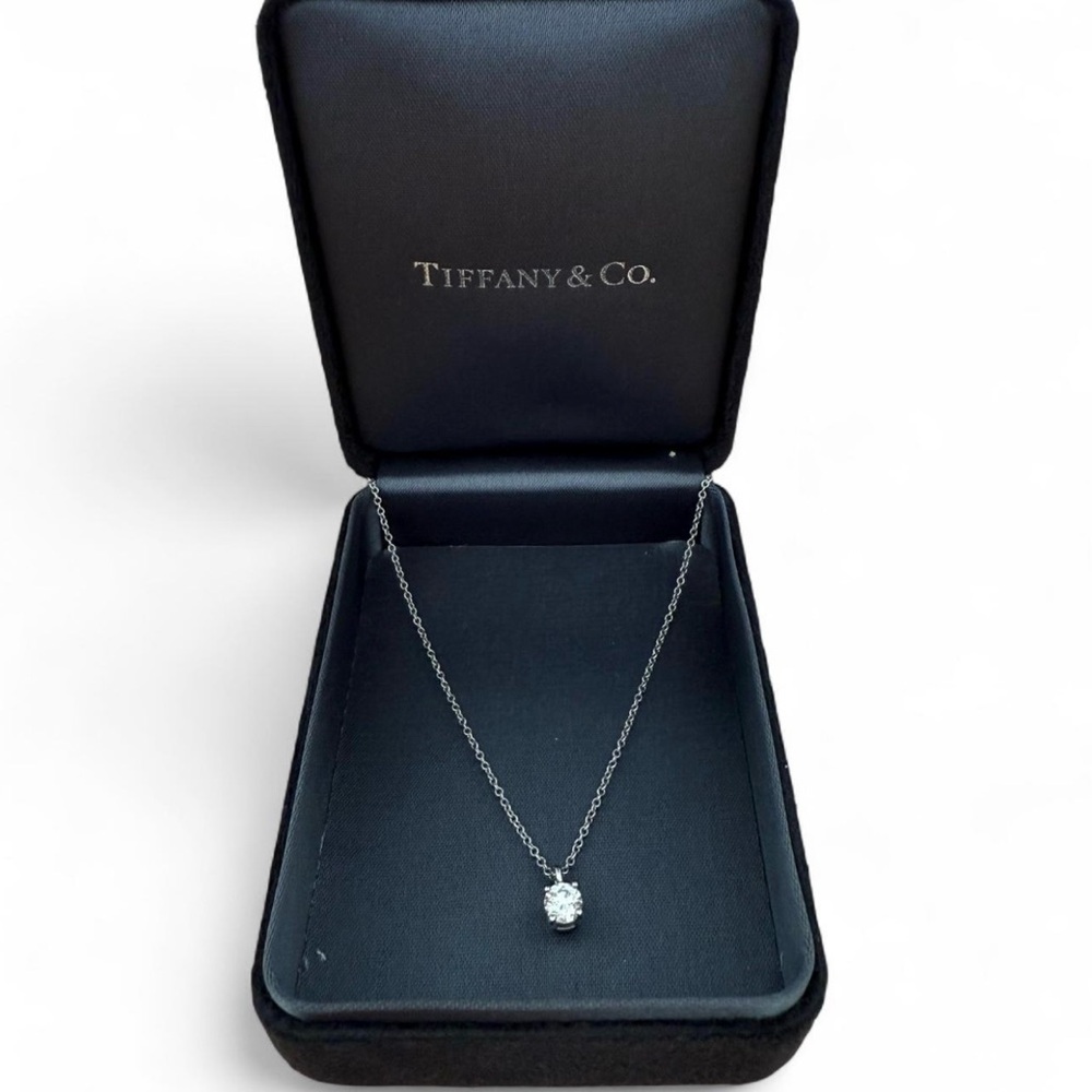 Tiffany & Co. Sterling Silver Necklace with Solitaire Diamond. Like new.